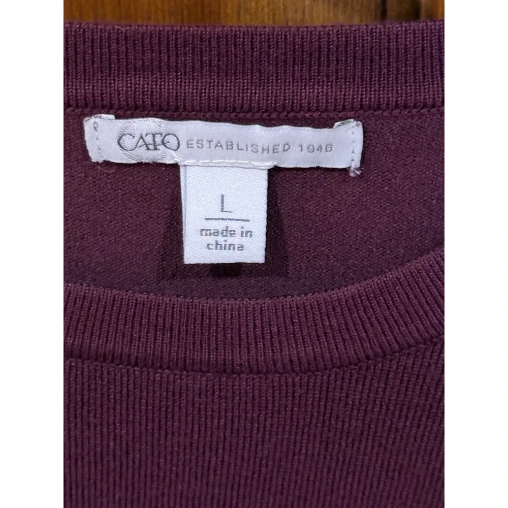 Cato Womens Burgundy Crew Neck Long Sleeve Sweater With Button Detail Size‎ L